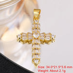 Religious Talisman Jewelry Accessories Handmade 18K Real Gold Plated Cz Paved Catholic Christian Cross
