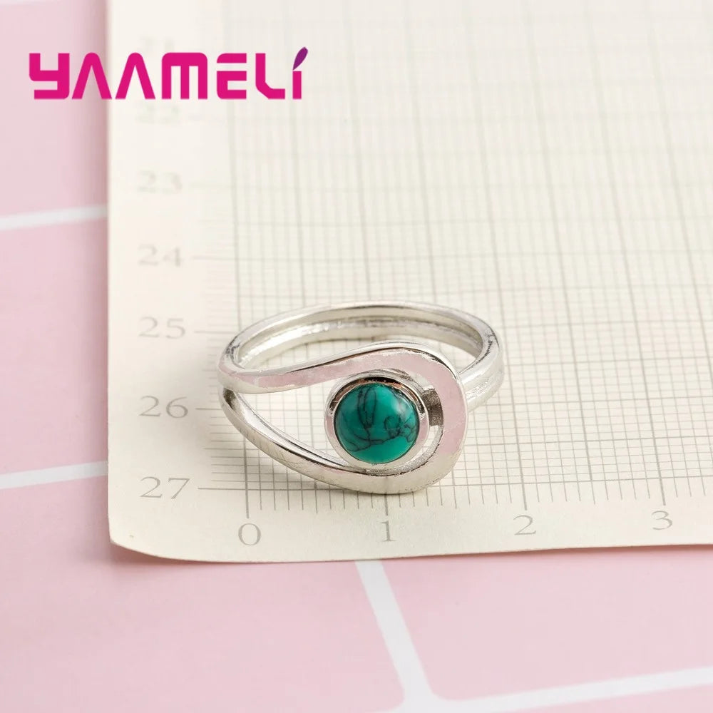 925 Sterling Silver Rings For Women Circle Fashion Jewelry Beautiful Gift