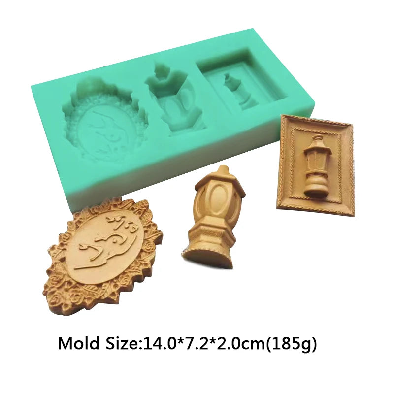 Ramadan Silicone Mold Muslim Arabic Script Moon Fondant Cake Decorating Tools Biscuit Dessert Sugar Craft Chocolate Baking Mould