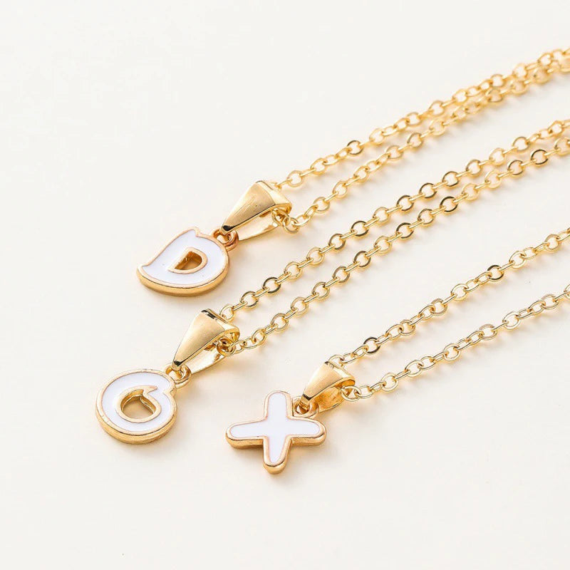 Name Initial Necklace For Women Simple Enamel A-Z Alphabet Pendants Choker Letter Necklaces Fashion Clavicle Chain Jewelry Gifts