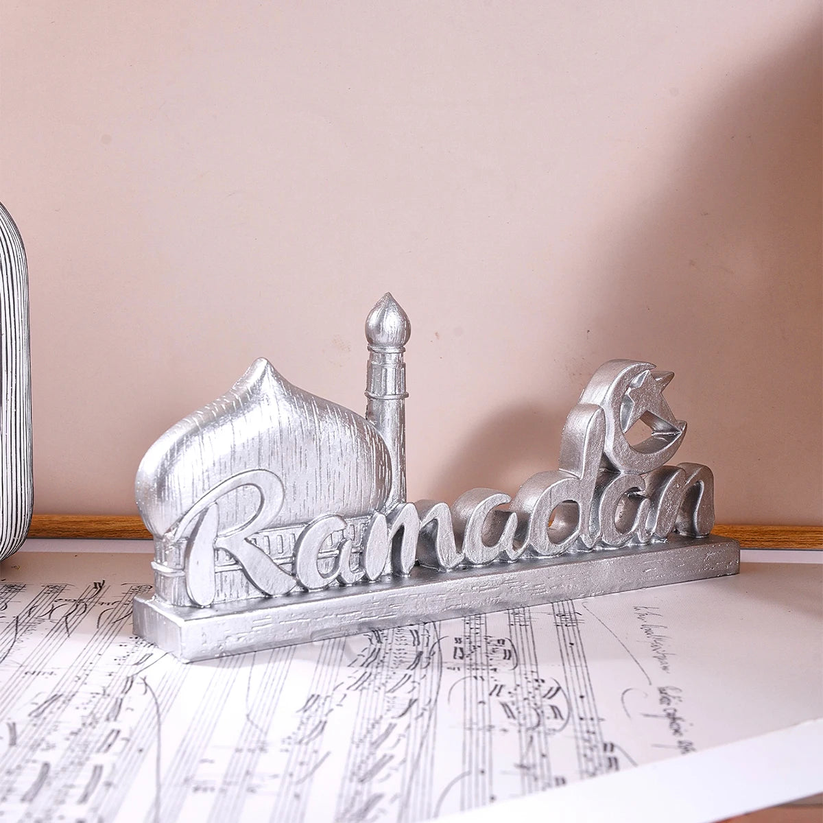 Resin-made antique gold and silver ramadan decorative item, suitable for gift-giving during Ramadan and Eid al-Adha
