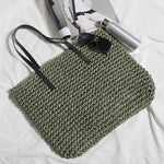 Women Handbag Summer Beach Bag Rattan Woven Handmade Knitted Straw Large Capacity.