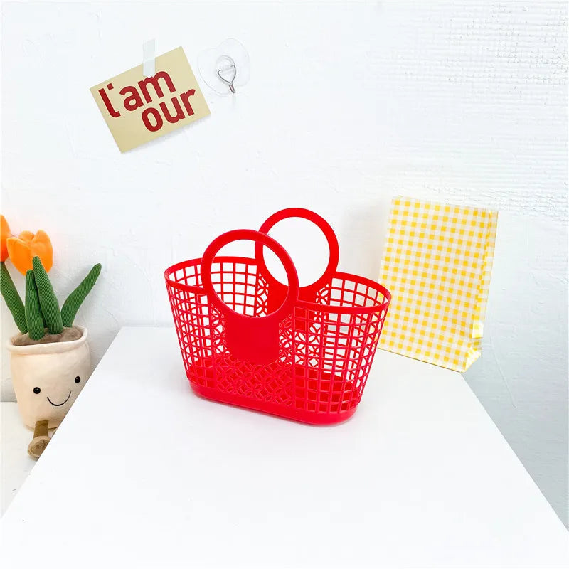 Summer Fashion Children's Beach Handbag Cute Baby Girls Plastic Hand Carrying Tote Bag.