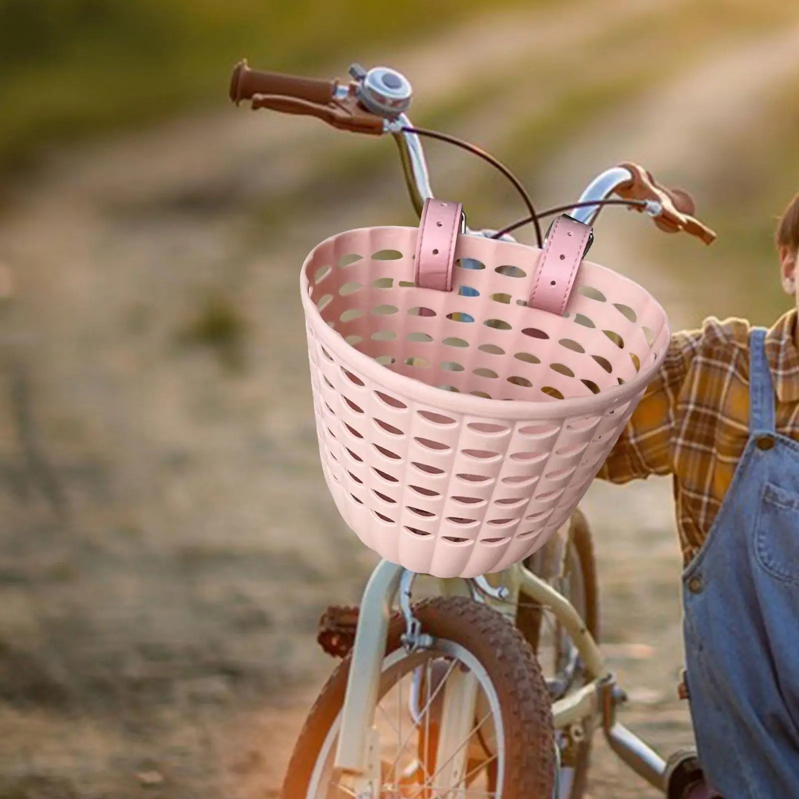 Kids Bike Front Basket Replace Baggage Bags Portable Adjustable Strap Bicycle Front Basket for Biking Girls.