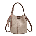 Fashionable Women's Bucket Bag, Stylish Solid Color Woven Effect Handbag.
