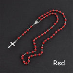 Fashion Vintage Cross Necklace Rosary Beads Chain Jesus Crucifix Virgin Mary Pendant Chain Jewelry Necklace