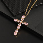 Classic Bright Jewelry Cross Necklace Fashion Personality Innovative Colorful Water Drop Geometric Cross Pendant Lucky Gift