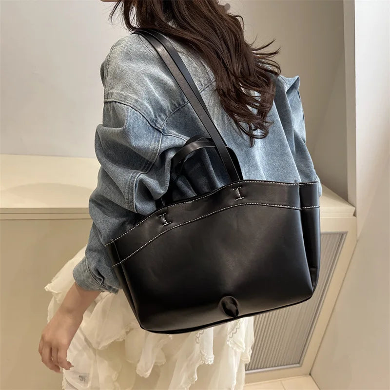 Women Tote Bag Underarm Bag Large Capacity PU Leather Shoulder Bag.