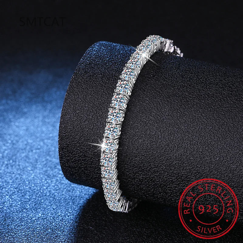 Charm Bracelets For Women High Quality S925 Silver Platinum Plated Moissanite Simple Personality Wedding Jewelry Gift