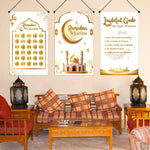 Ramadan Platinum Hanging Banner party decoration Mubarak Ramadan Calendar Kareem star moon Celebration Banner Gift adults favors