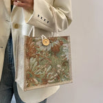 Women Ins Style Portable Hand Bag Linen Bag Students Handbags.