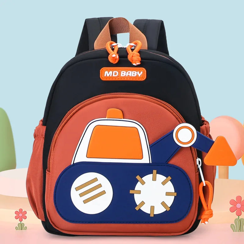 Kids Backpack for Boys Girls Toddler School Kindergarten Cute Construction Truck Car Design.
