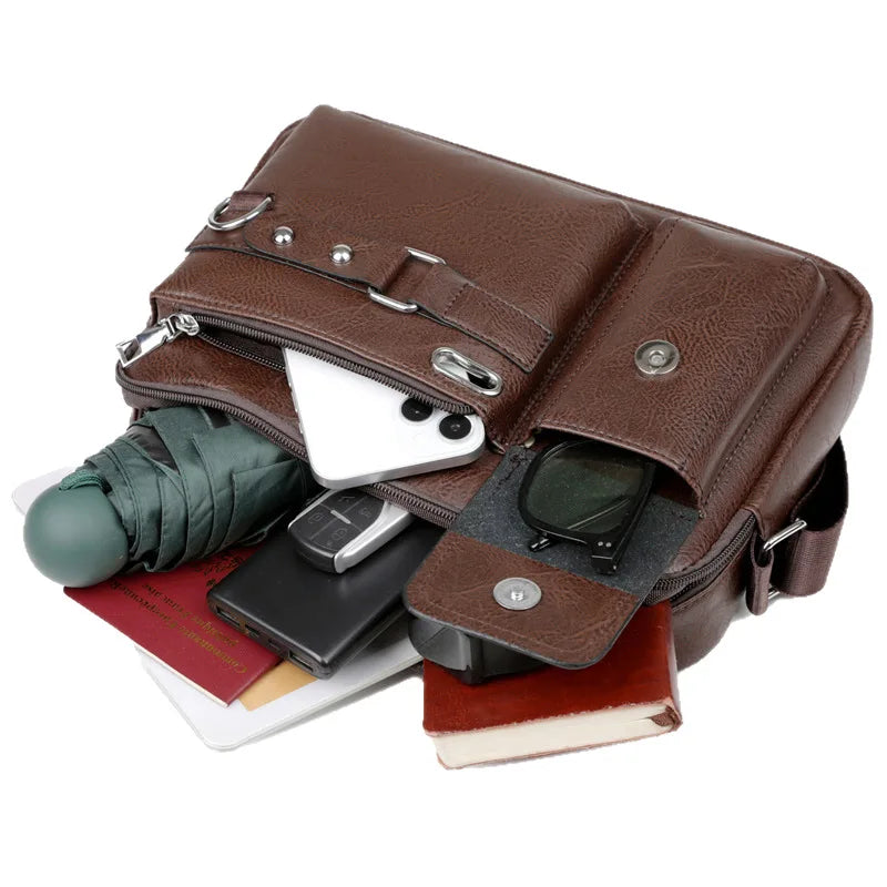 Men's Retro Messenger Bag with Waterproof Design, Large Capacity Laptop Briefcase for Office Work,Travel and School