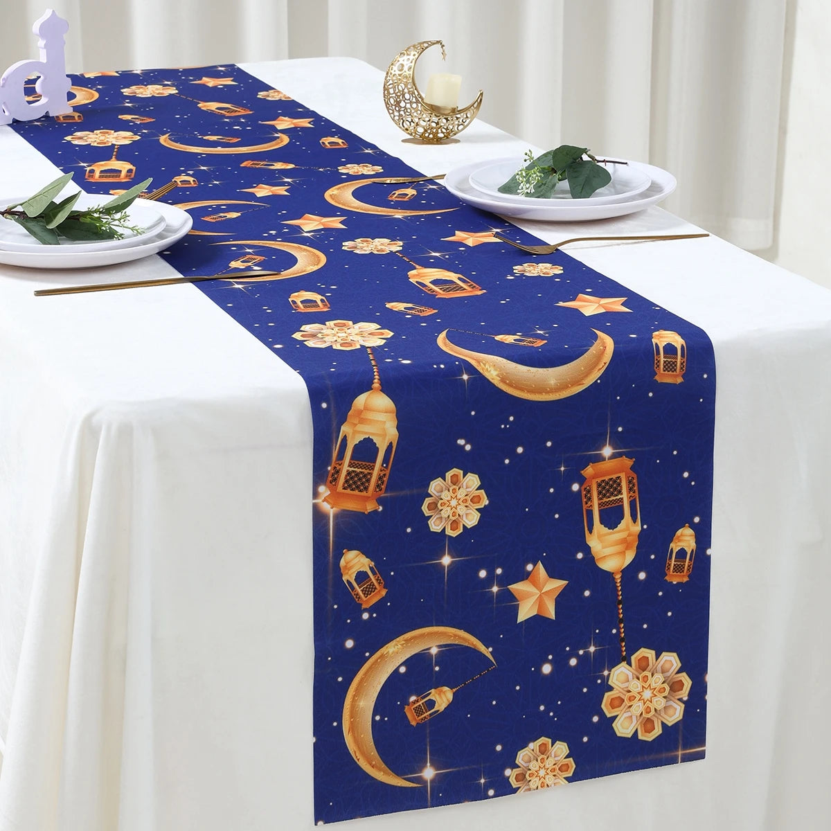 Ramadan Kareem Polyester Table Runner Decoration For Home Islamic Muslim Party Supplies Gift EID Mubarak