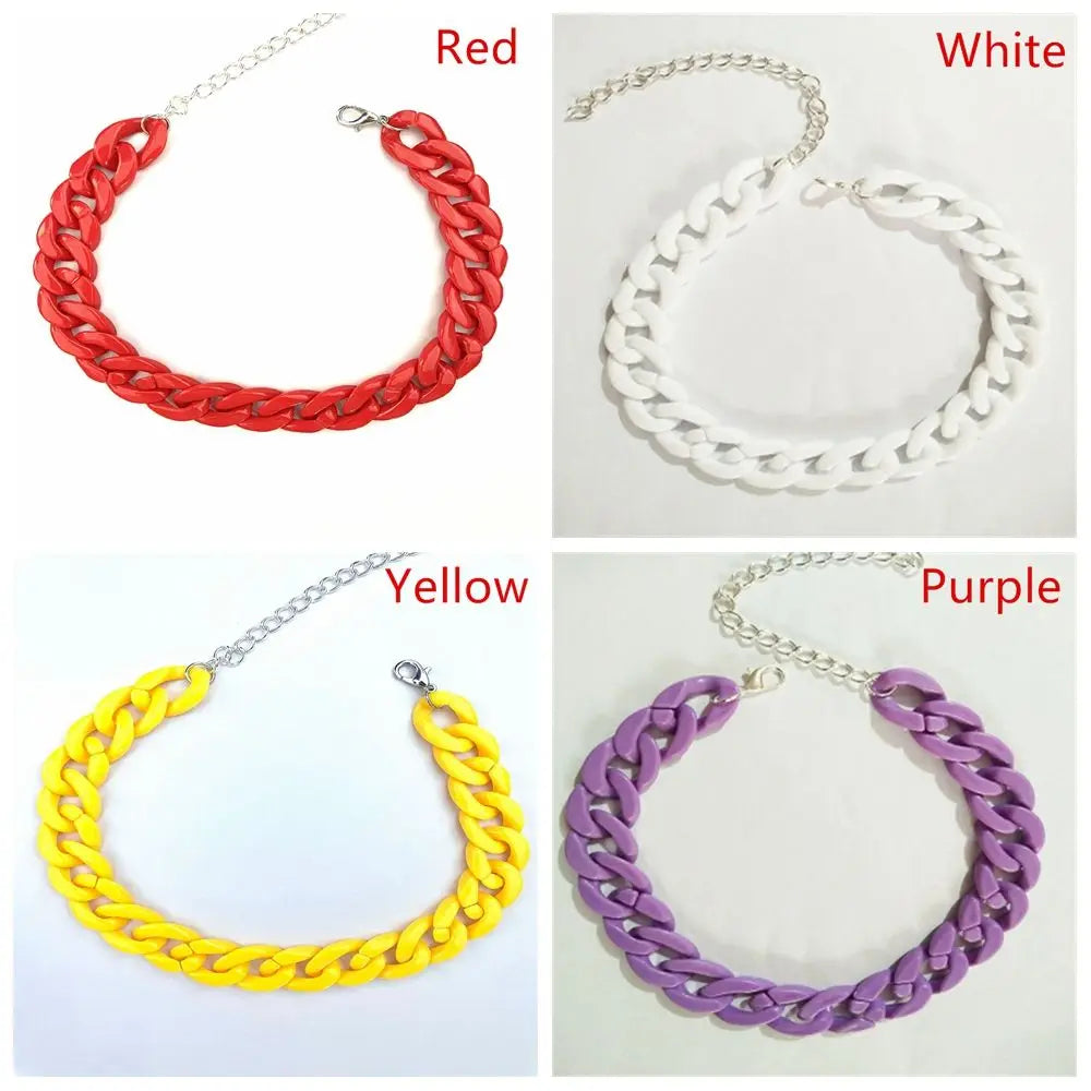 Women's Neck Chain Fashion Colorful Acrylic Thick Necklace For Women Men Bohemian Plastic Choker Collar Jewelry Gifts