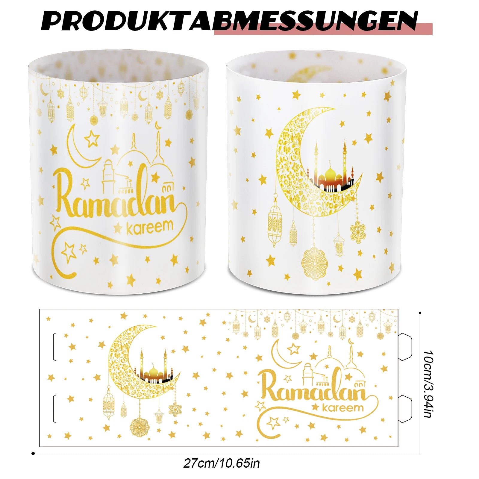 12pcs Ramadan Kareem Islamic Traditional Moon and Mosque Patterns Warm Festival Decoration, Lighting Up Your Ramadan Celebration