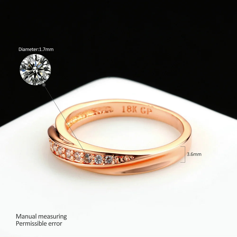 Rings For Women Engagement Wedding Promise Fashion Jewellry Simple Rose Gold Color Zirconia Jewelry