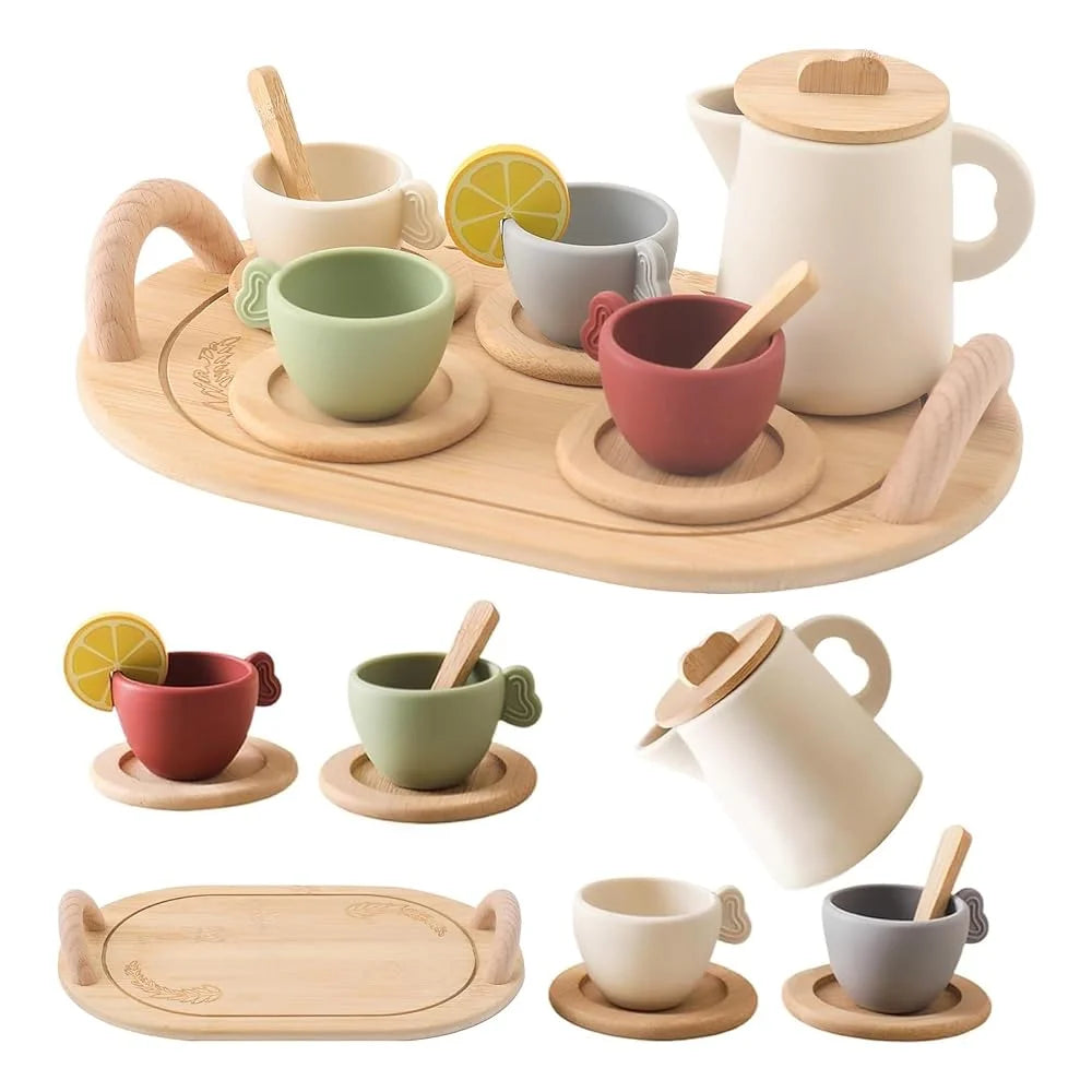 Wooden Toddler Tea Party Toys Set