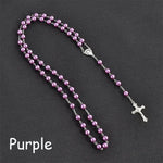 Fashion Vintage Cross Necklace Rosary Beads Chain Jesus Crucifix Virgin Mary Pendant Chain Jewelry Necklace