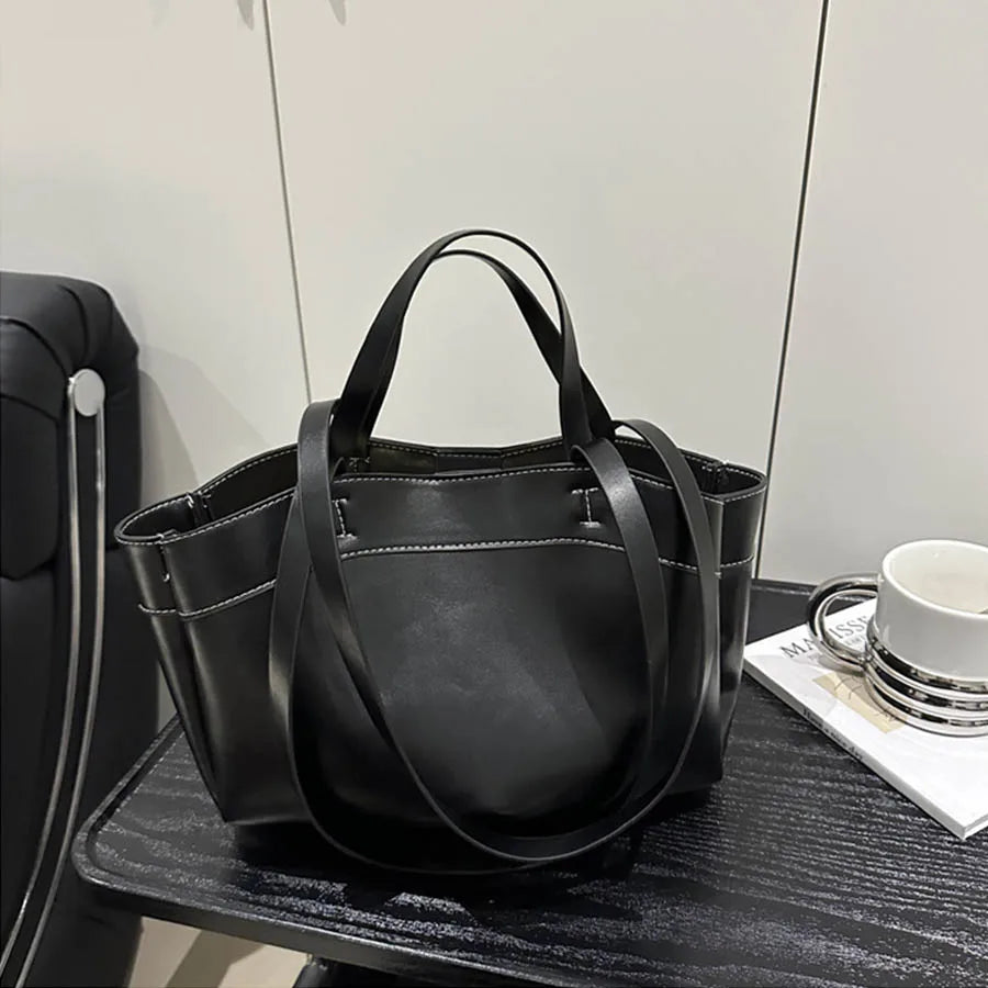 Women Tote Bag Underarm Bag Large Capacity PU Leather Shoulder Bag.