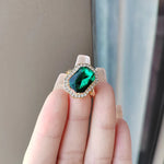 Luxury Ruby Emerald Ring For Women Adjustable Wide Face Men's Ring Jewelry Zircon Shiny Fine Jewelry