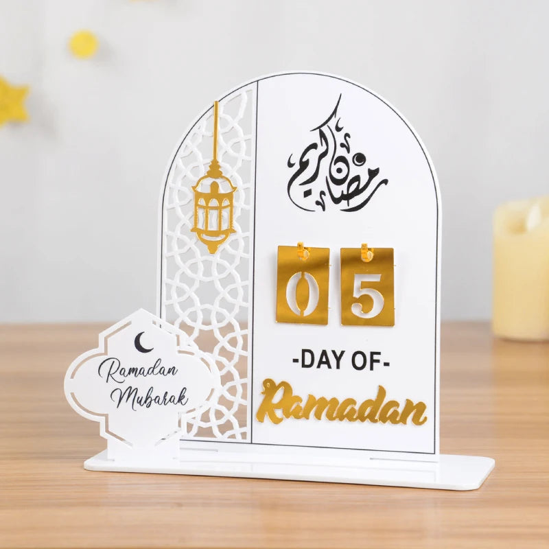 Acrylic Ramadan Countdown Calendar Gifts Day of Ramadan Calendar with Replacing Number 2026 Eid Mubarak Home Decoration Ornament