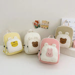 Cute Korean Kindergarten Schoolbag Canvas Cartoon Bear Children's Handbags.