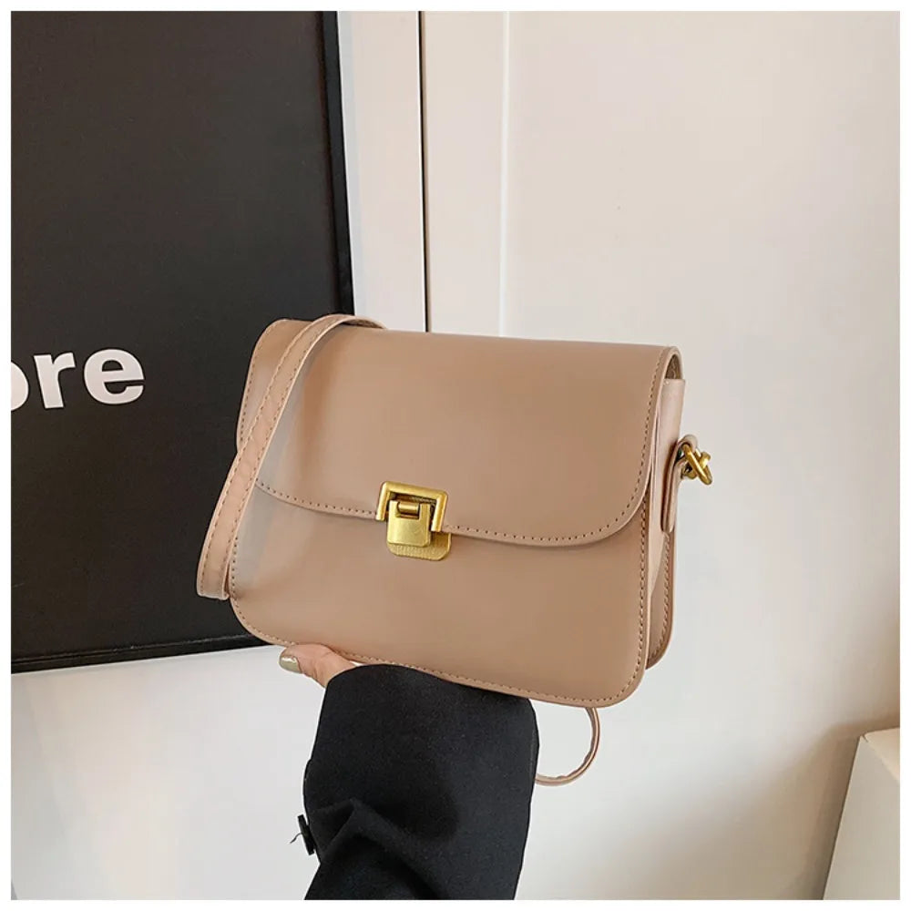 Fashion PU Leather Women Crossbody Bags Black White Khaki Brown Waterproof Korean Shoulder Bag.