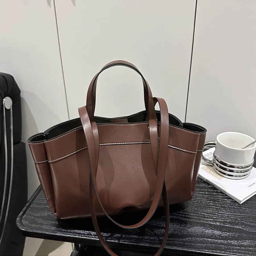 Women Tote Bag Underarm Bag Large Capacity PU Leather Shoulder Bag.