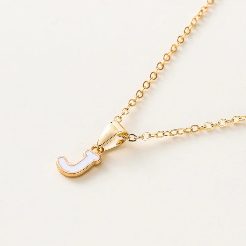 Name Initial Necklace For Women Simple Enamel A-Z Alphabet Pendants Choker Letter Necklaces Fashion Clavicle Chain Jewelry Gifts