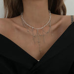 Necklaces for Women Heart-shaped Cross Imitation Pearl Tassel Long Necklace Colliers Femmes Girl Stuff