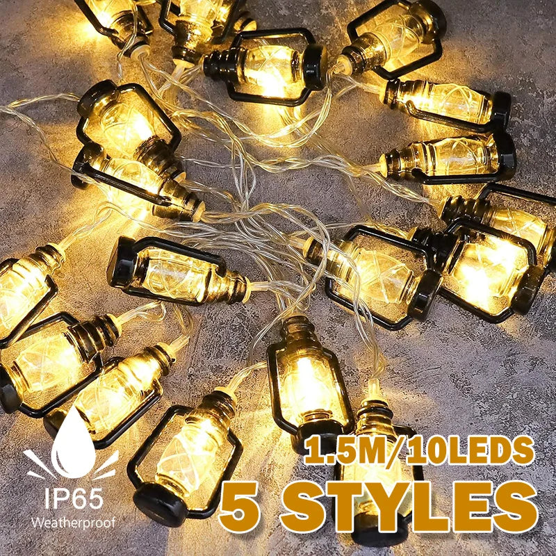 Ramadan Decoration Star Moon String Lights Eid Mubarak Tabletop