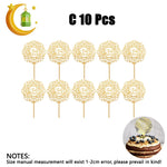 Ramadan Eid Mubarak Gold Acrylic Cake Topper Set Muslim Ramadan Holiday Party Cake Decorations Party Home Decoration