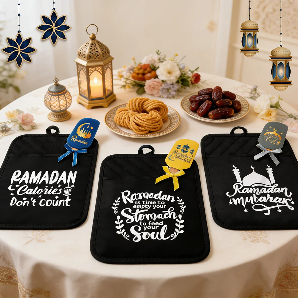 Ramadan Mubarak Pot Holder Eid Mubarak Gift Islamic Ramadan Kareem Iftar Suhoor Kitchen Gift Eid Al Adha Cookies Decoration Gift