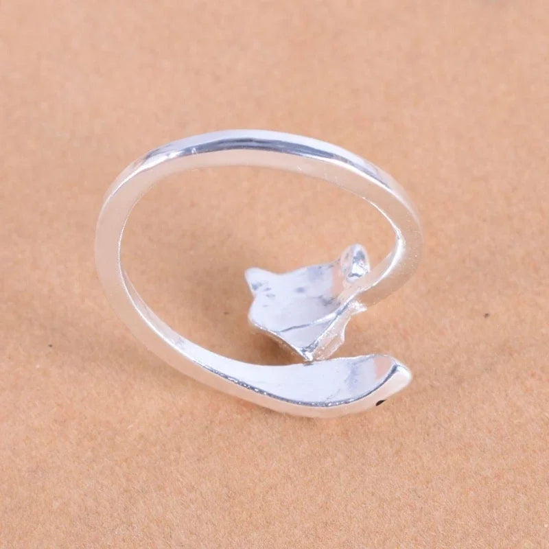 Animal Rings for Women Girls Lovely Open Raccoon Rings Snake Ring Fox Tail Ring for Wife Girlfriend Birthaday Gift