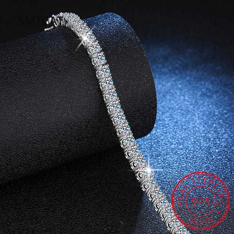 Charm Bracelets For Women High Quality S925 Silver Platinum Plated Moissanite Simple Personality Wedding Jewelry Gift