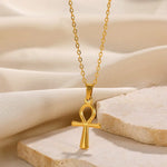 Necklace For Women Classic Cross Collar Gold Color Egyptian Nile Ankh Choker Stainless Steel Chain Aesthetic Jewelry Gift