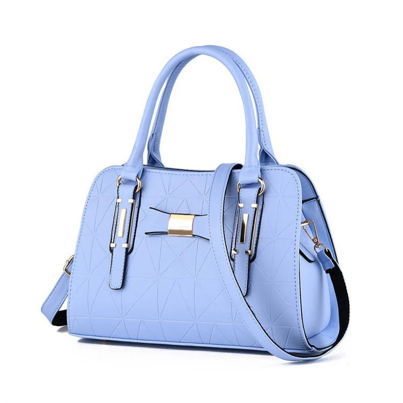 Large Capacity Butterfly Knot Women's Handbag Fashionable Embossed PU Leather.