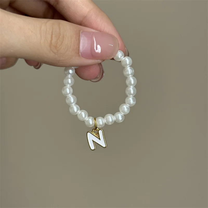 Mini Pendant Letter Pearl Necklace