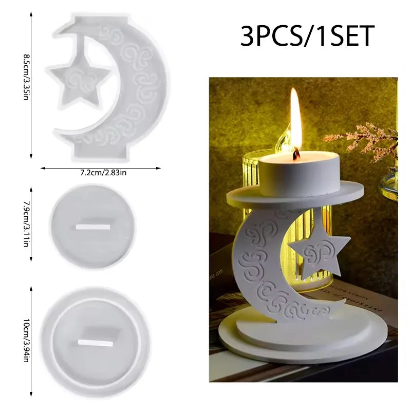 ‌Ramadan Candle Holder Silicone Mold Eid-Al-Fitr Ornament Gypsum Mould