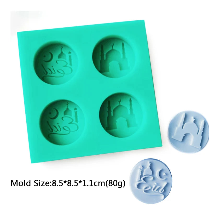 Ramadan Silicone Mold Muslim Arabic Script Moon Fondant Cake Decorating Tools Biscuit Dessert Sugar Craft Chocolate Baking Mould