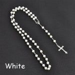 Fashion Vintage Cross Necklace Rosary Beads Chain Jesus Crucifix Virgin Mary Pendant Chain Jewelry Necklace