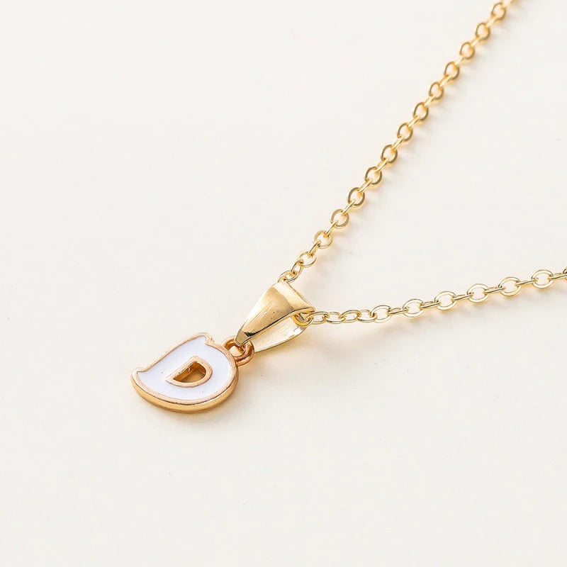 Name Initial Necklace For Women Simple Enamel A-Z Alphabet Pendants Choker Letter Necklaces Fashion Clavicle Chain Jewelry Gifts