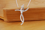 925 sterling Silver Creative cross crystal Pendant Necklace For Women fashion party wedding accessories.