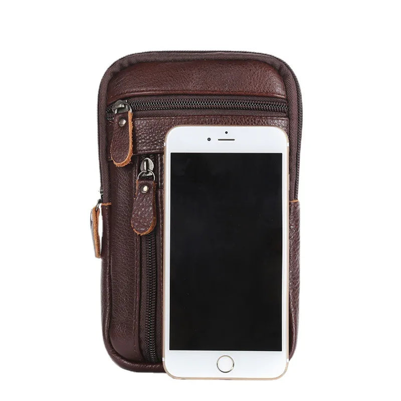Men's PU Leather Waist Packs Bolsas Phone Pouch Bags Men Handbag Bag Small Chest Shoulder Belt Bag Crossbody Leather Bags