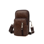 Men Leather Waist Bag Large Capacity Belt Bag Brown Shoulder Bags Crossbody Bags Multi-layer Buckle Mobile Phone Bag Bum Pouch