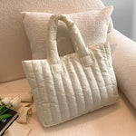 Ladies Tote Bags Large Capacity Cotton Padded Bag Solid Color.