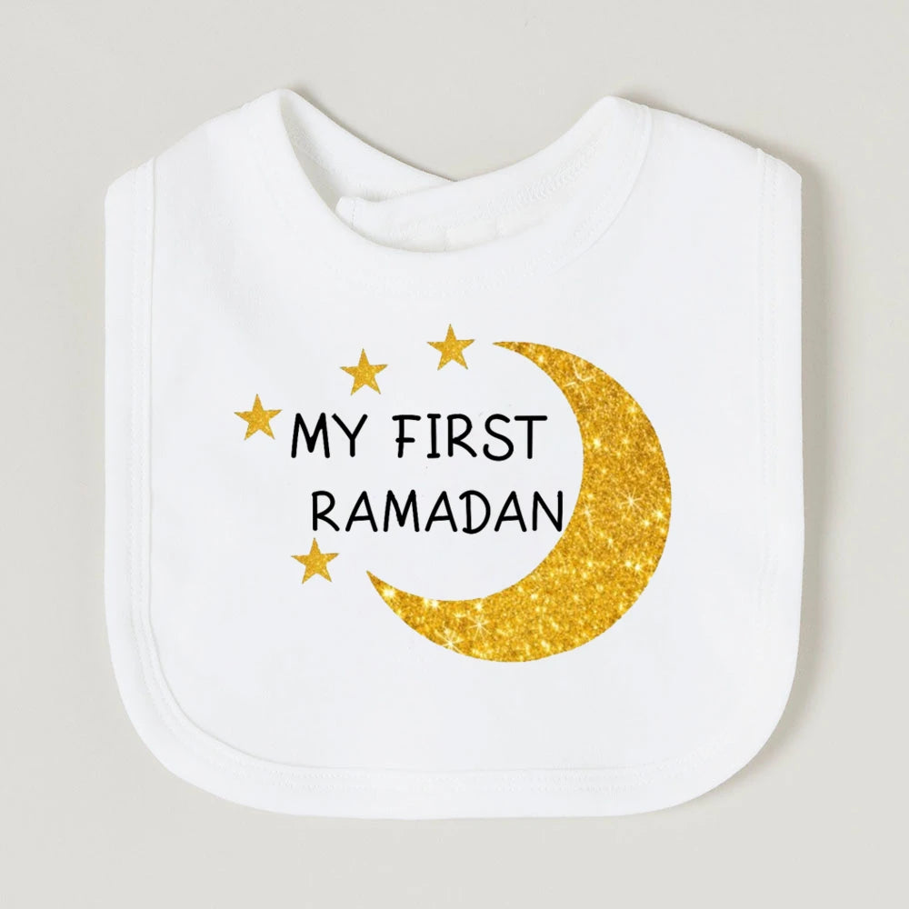 Moon Star My First Ramadan Baby Bibs Boys Girls Cotton Bib Newborn Saliva Bib Eid Mubarak Muslim Islamic Festival Keepsake Gift