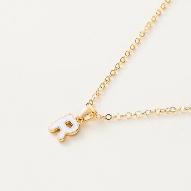 Name Initial Necklace For Women Simple Enamel A-Z Alphabet Pendants Choker Letter Necklaces Fashion Clavicle Chain Jewelry Gifts
