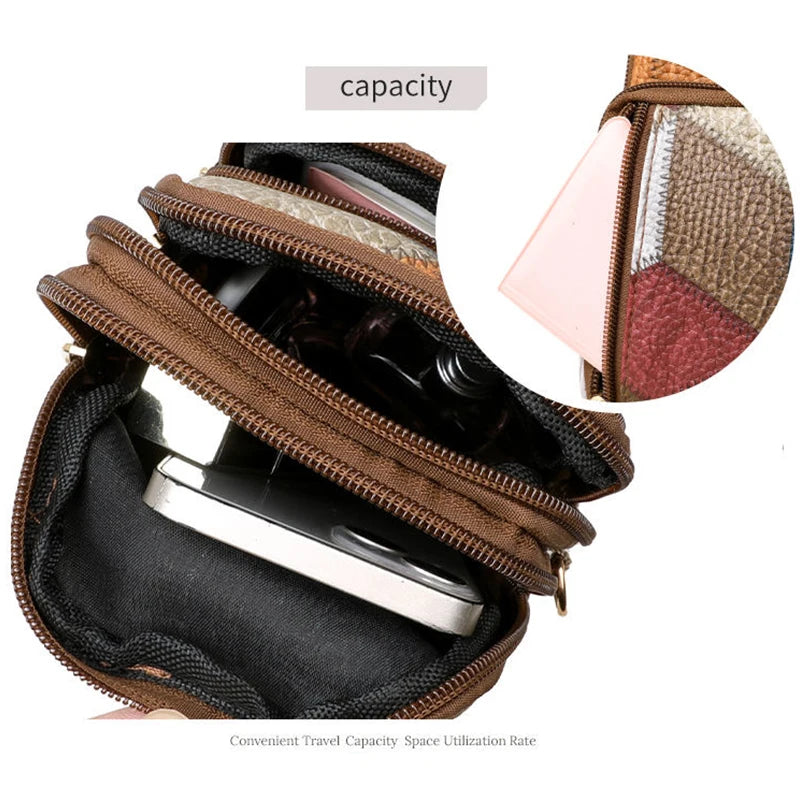 Men's and women's single-shoulder crossbody bags, mini handbags, color-blocked, versatile.